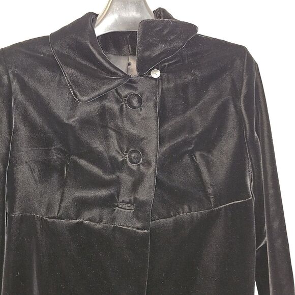 Candi Wrap Vintage 70s Lined Black Velvet Maxi Opera Coat USA Whimsigoth Goth S - Picture 4 of 12